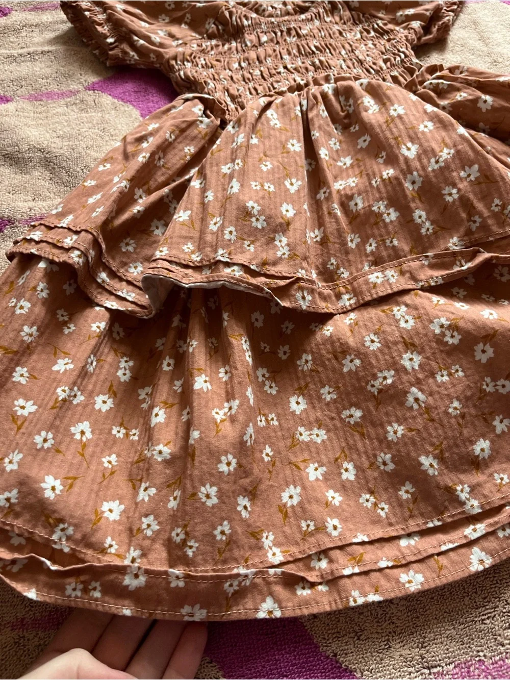 Rabbit and Bear Organics 100% Cotton Floral Smocked Tiered Dress